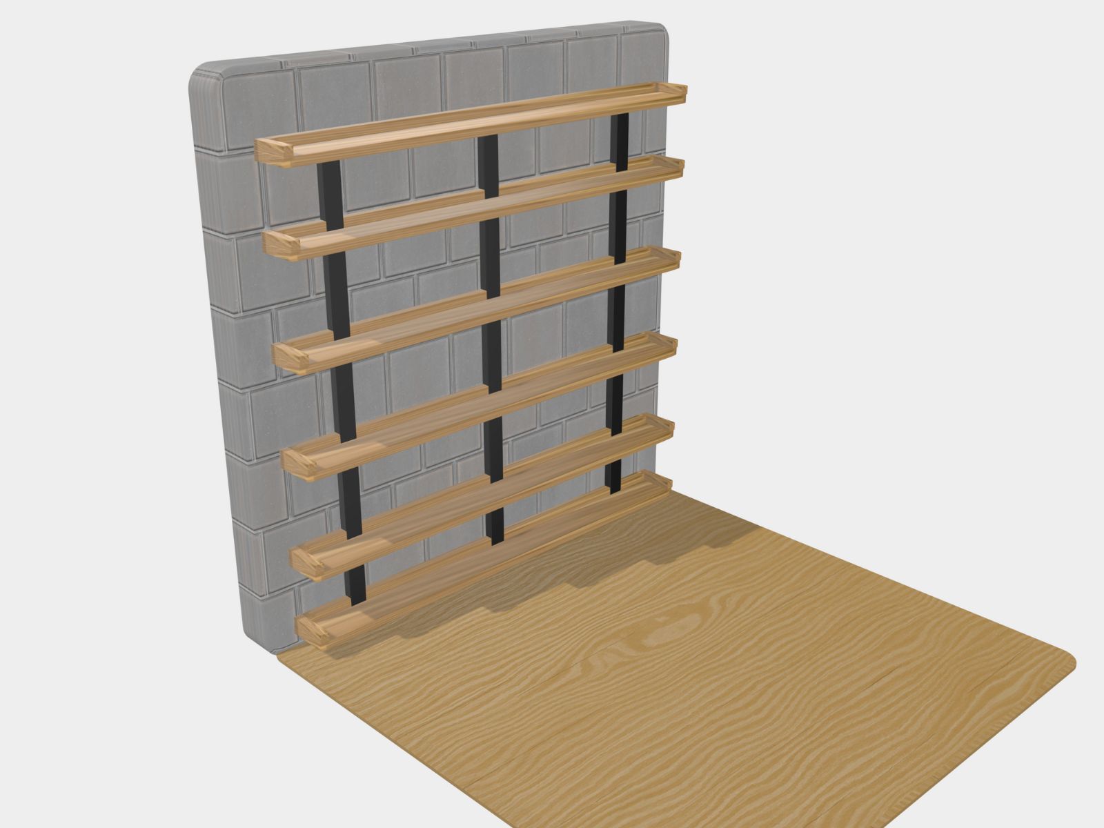 wooden shelves